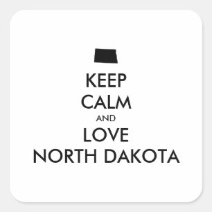 Customizable KEEP CALM and LOVE NORTH DAKOTA Square Sticker