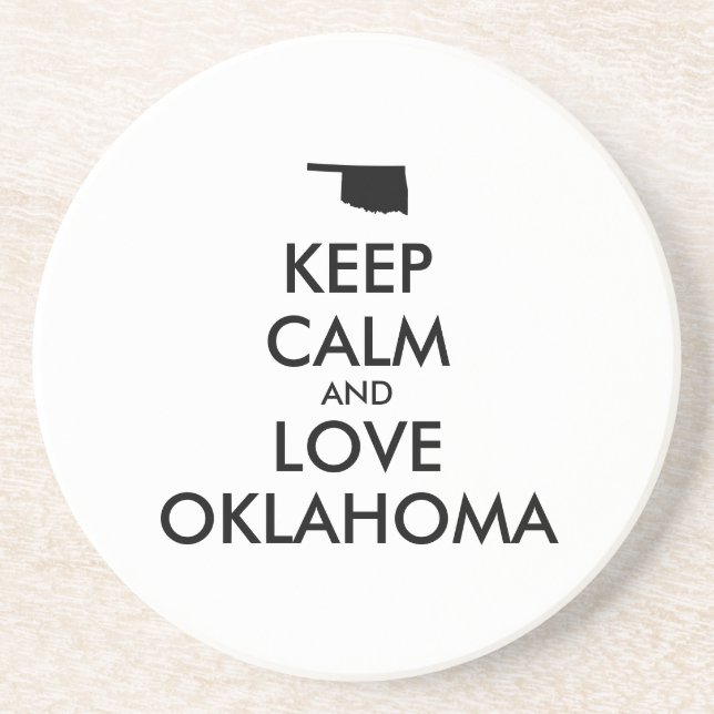 Customizable KEEP CALM and LOVE OKLAHOMA Coaster (Front)