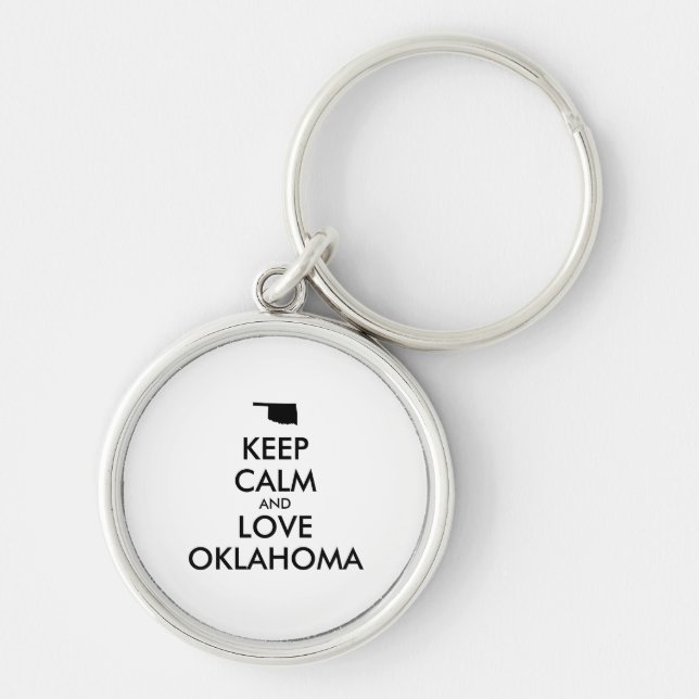 Customizable KEEP CALM and LOVE OKLAHOMA Keychain (Front)