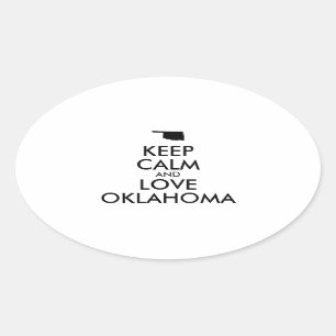 Customizable KEEP CALM and LOVE OKLAHOMA Oval Sticker