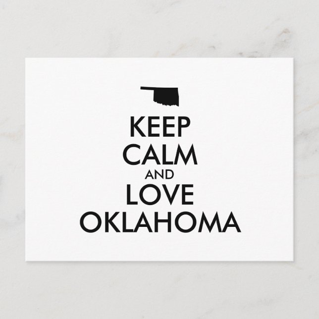 Customizable KEEP CALM and LOVE OKLAHOMA Postcard (Front)