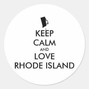 Customizable KEEP CALM and LOVE RHODE ISLAND Classic Round Sticker