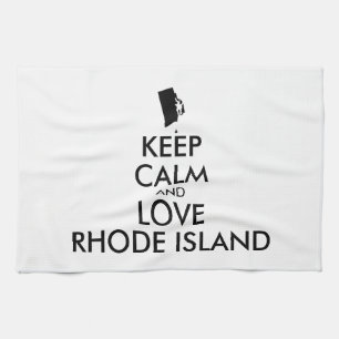 Customizable KEEP CALM and LOVE RHODE ISLAND Kitchen Towel