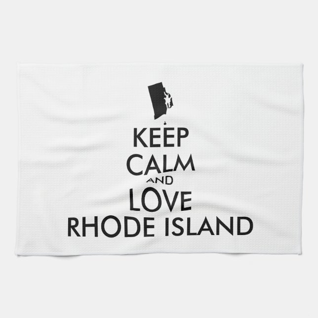 Customizable KEEP CALM and LOVE RHODE ISLAND Kitchen Towel (Horizontal)