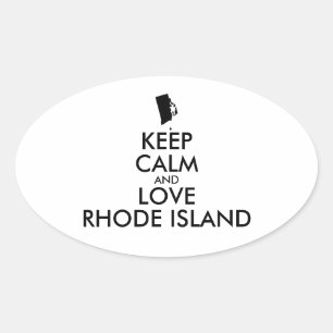 Customizable KEEP CALM and LOVE RHODE ISLAND Oval Sticker