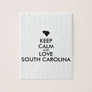Customizable KEEP CALM and LOVE SOUTH CAROLINA Jigsaw Puzzle