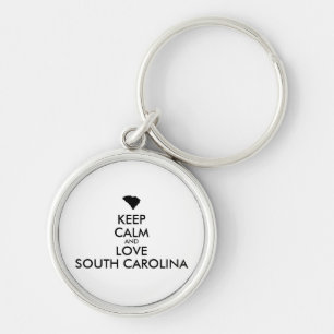 Customizable KEEP CALM and LOVE SOUTH CAROLINA Keychain