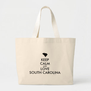 Customizable KEEP CALM and LOVE SOUTH CAROLINA Large Tote Bag