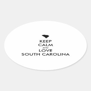 Customizable KEEP CALM and LOVE SOUTH CAROLINA Oval Sticker