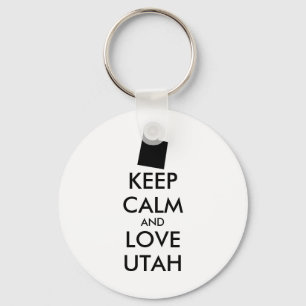 Customizable KEEP CALM and LOVE UTAH Keychain