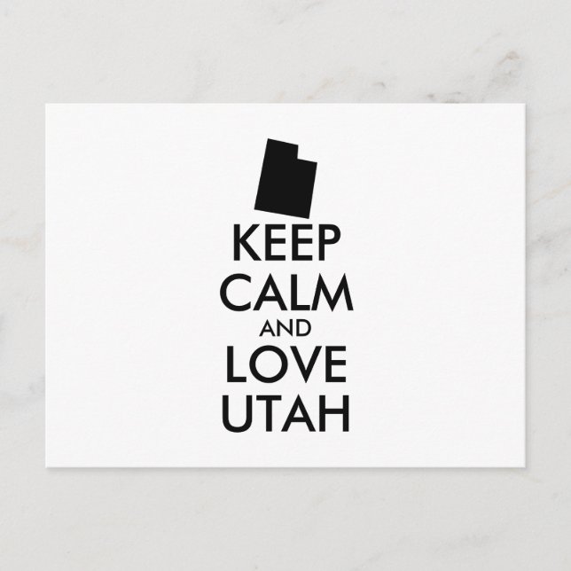 Customizable KEEP CALM and LOVE UTAH Postcard (Front)
