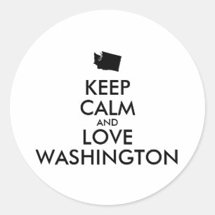 Customizable KEEP CALM and LOVE WASHINGTON Classic Round Sticker