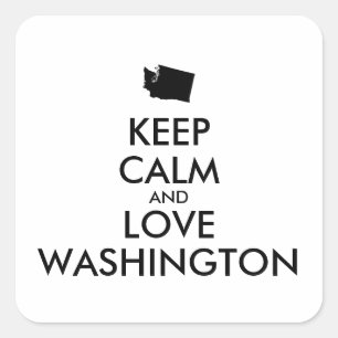 Customizable KEEP CALM and LOVE WASHINGTON Square Sticker