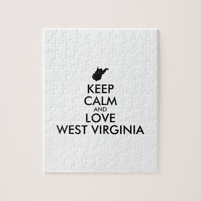 Customizable KEEP CALM and LOVE WEST VIRGINIA Jigsaw Puzzle (Vertical)