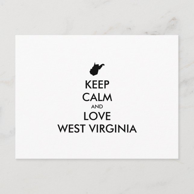 Customizable KEEP CALM and LOVE WEST VIRGINIA Postcard (Front)