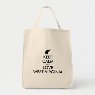 Customizable KEEP CALM and LOVE WEST VIRGINIA Tote Bag