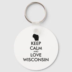 Customizable KEEP CALM and LOVE WISCONSIN Keychain