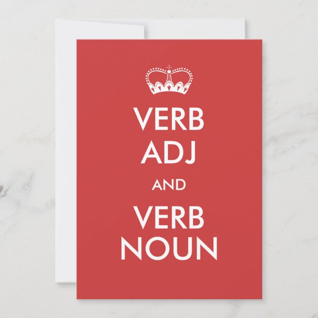 Customizable Keep Calm Invitation Style Cards (Front)