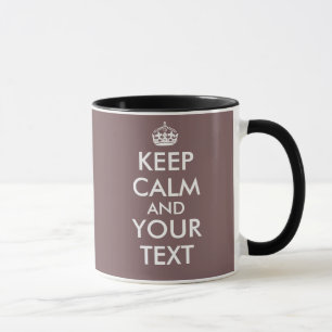 Customizable Keep Calm Taupe Coffee Mugs Template