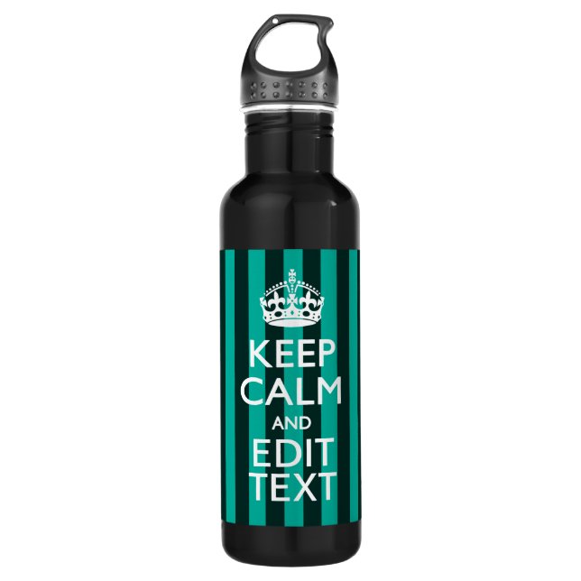 Customizable Keep Calm Your Text on Stripes 710 Ml Water Bottle (Front)