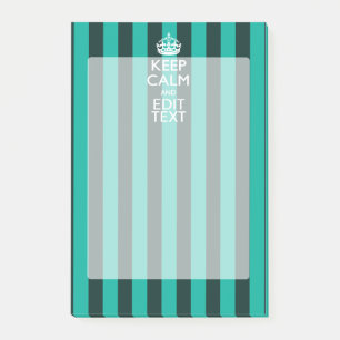 Customizable Keep Calm Your Text Turquoise Stripes Post-it Notes