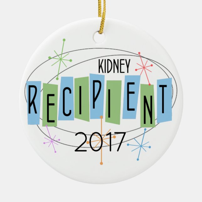 Customizable Kidney Recipient Ceramic Ornament (Front)