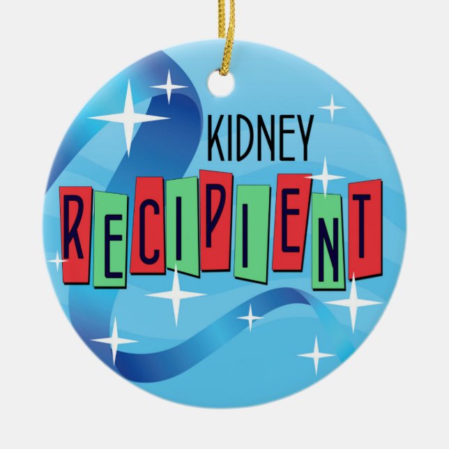 Customizable Kidney Recipient Christmas Ceramic Ornament (Front)