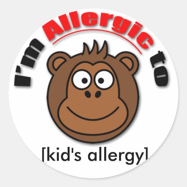 Customizable kids allergy sticker! classic round sticker (Front)