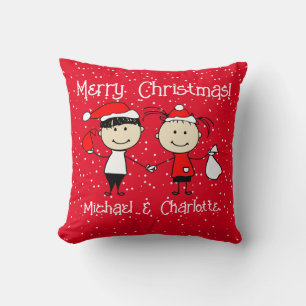 Customizable Kids and Adult Couples Christmas Throw Pillow