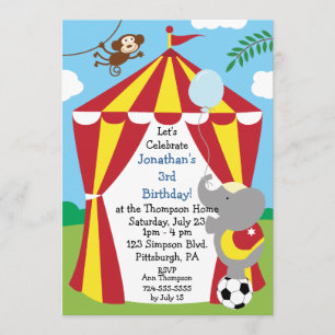 Customizable Kids Circus Birthday Party Invitation