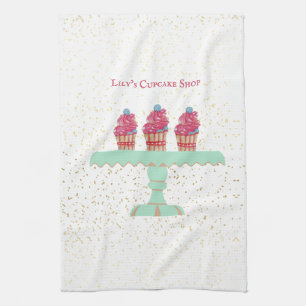 Customizable Kid's Cupcake Shop Kitchen Towel