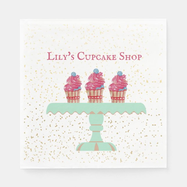 Customizable Kid's Cupcake Shop Napkin (Front)
