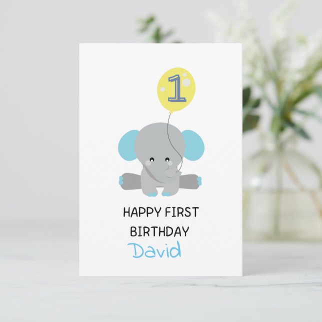 Customizable Kid's First Birthday Card  (Standing Front)