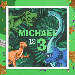 Customizable Kids Jurassic Dino Dinosaur Birthday Napkin