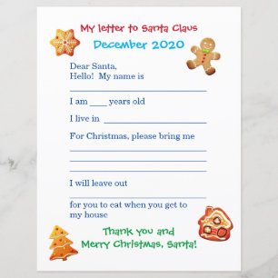 Customizable kid's letter to Santa