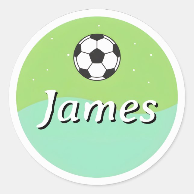 Customizable Kids Name Sticker– Soccer Ball Design Classic Round Sticker (Front)