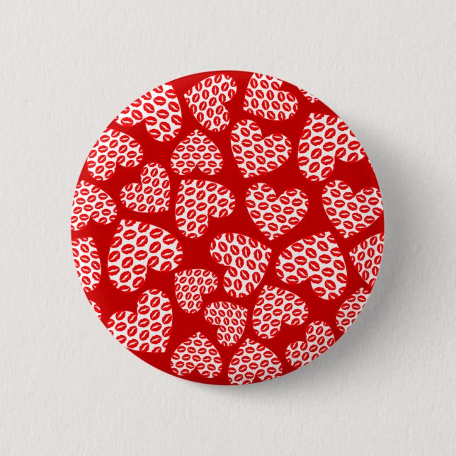 Customizable Kissy Lips Hearts 2 Inch Round Button (Front)