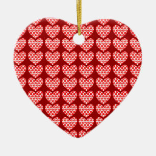 Customizable Kissy Lips Hearts Ceramic Ornament