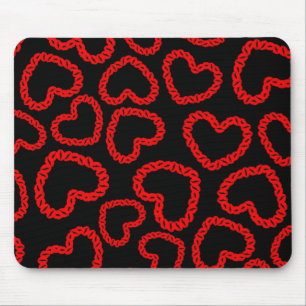 Customizable Kissy Lips Hearts Mouse Pad