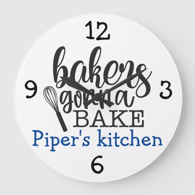 Customizable Kitchen Bakers gonna Bake Large Clock (Front)