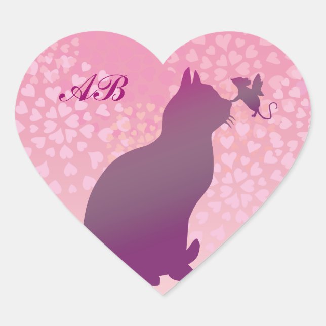 Customizable: Kitty and fairy mouse Heart Sticker (Front)
