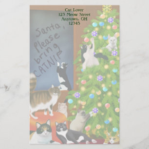 Customizable Kitty Cat Christmas Stationery