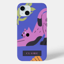 Customizable Kitty Cat & Matisse Leaves  iPhone 15 Mini Case