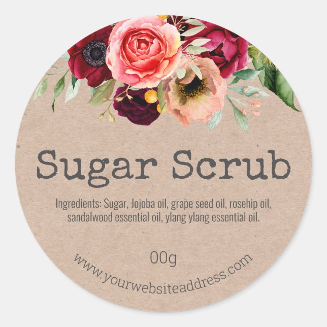 Customizable Label For Handmade Sugar Scrub (Front)