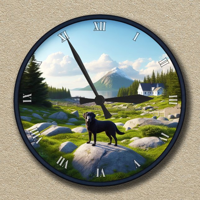 Customizable Labrador Retriever Landscape Scene Round Clock (Creator Uploaded)