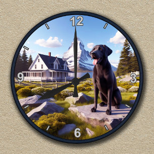 Customizable Labrador Retriever Landscape Scene Round Clock