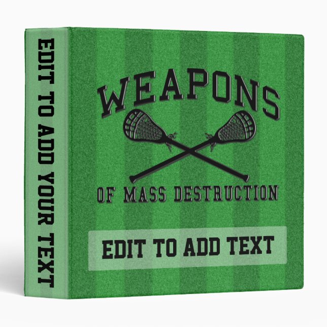 Customizable Lacrosse 3 Ring Binder, Personalize Binder (Front/Spine)