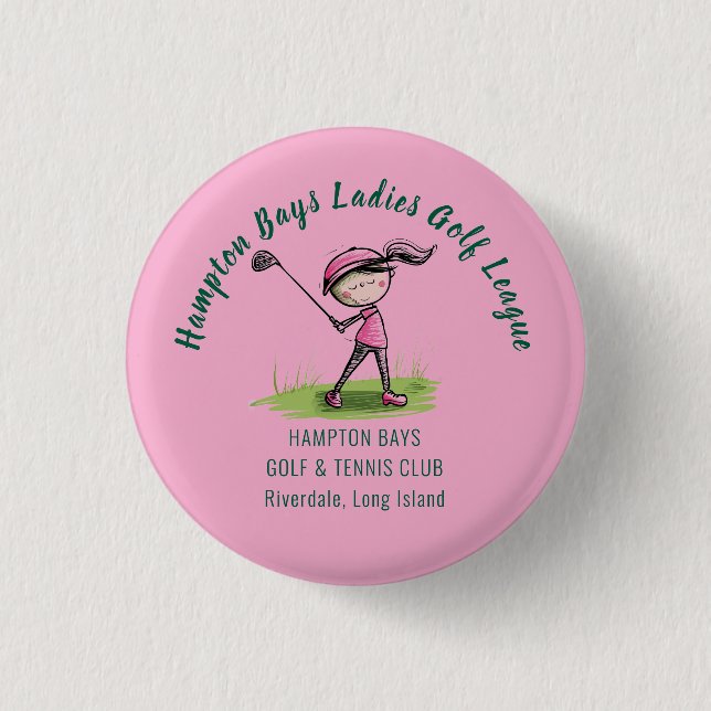 Customizable Ladies Golf League Party Button (Front)