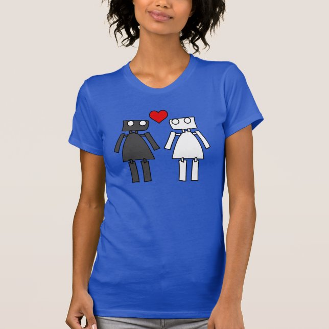 Customizable Lady Bots in Love T-Shirt (Front)