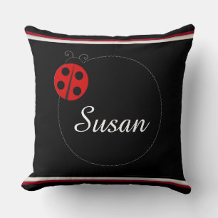 Customizable Ladybug Monogram 20 x 20 Throw Pillow